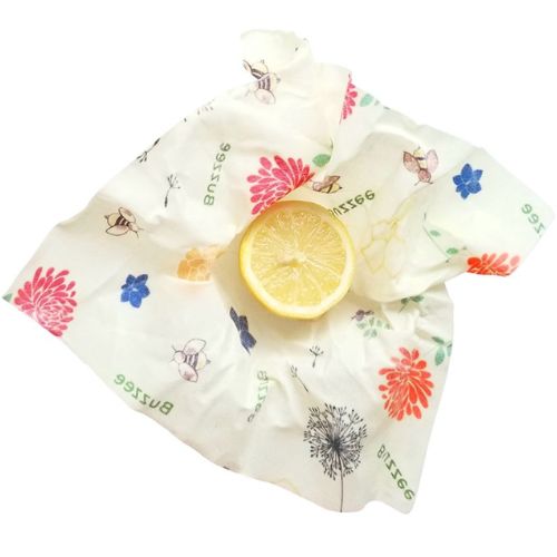 Buzzee Organic Beeswax Wraps 4 Pack - Reusable Food Storage Covers -Bees At Work
