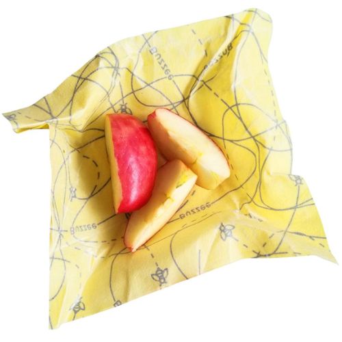 Buzzee Organic Beeswax Wraps 4 Pack - Reusable Food Storage Covers - Busy Bees