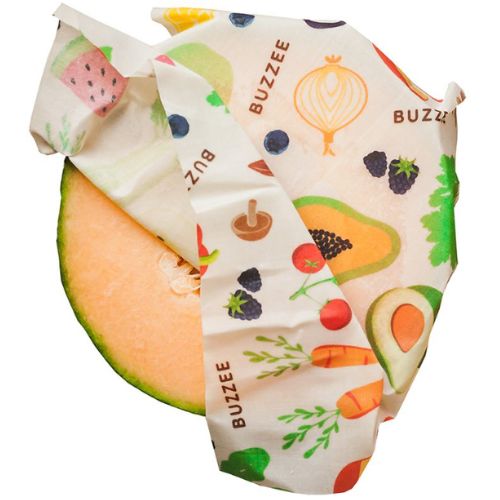 Buzzee Organic Beeswax Wraps 4 Pack - Reusable Food Storage Covers - Harvest