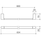 Caroma Luna Single Towel Rail Bar Bathroom Rack Wall Mounted 630mm - Chrome