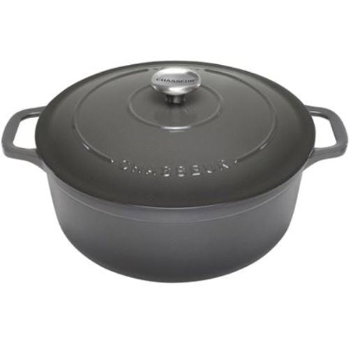 Chasseur 26cm Round French Oven 5.2L Casserole Cast Iron - Caviar Grey