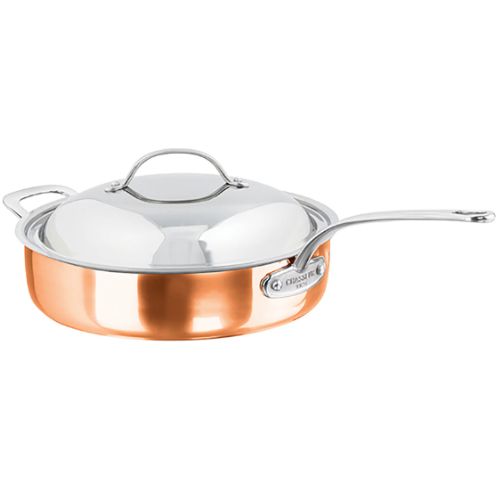 Chasseur Escoffier Copper Tri-Ply Saucepan with Lid and Helper Handle 28cm