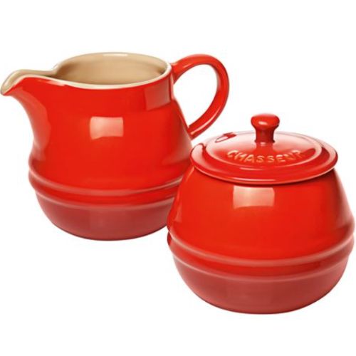 Chasseur La Cuisson Sugar Bowl and Creamer Set - Red