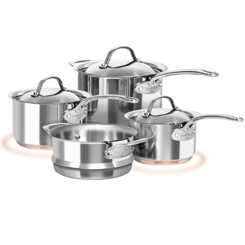 Chasseur Le Cuivre Saucepan and Steamer 4-Piece Set - Stainless Steel