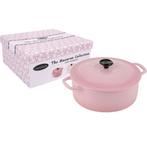 Chasseur Macaron Collection Stoneware Casserole, 24cm Size, Cherry Blossom, Pink