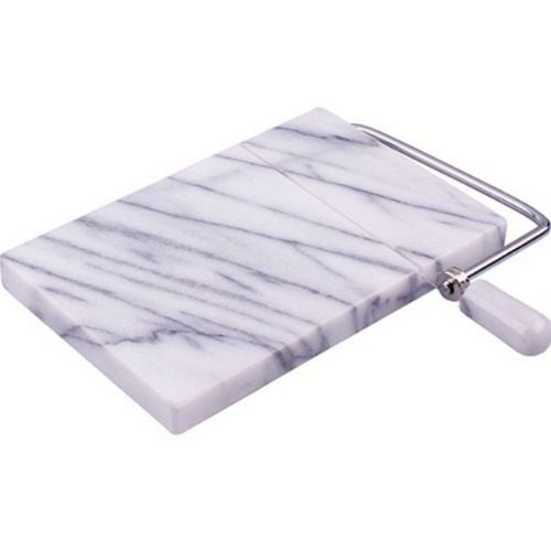 Cheese Slicer Marble Board Plate With Stainless Steel Wire Cutter Grey 13x20cm