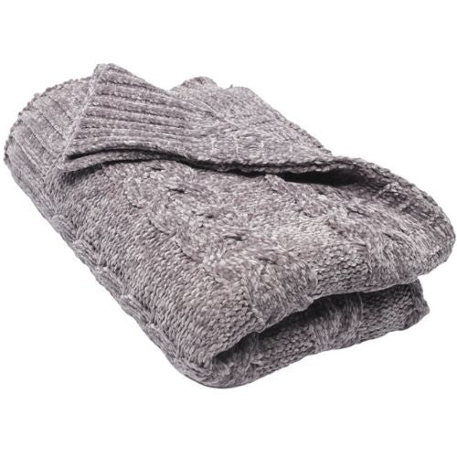 Chenille Throw Soft Cable Knit Blanket Comfortable Knitted Blankets, Shadow Grey