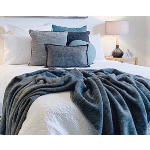 Chiswick Throw Blanket Merino Wool/Cashmere Soft Cozy Light Weight - Charcoal