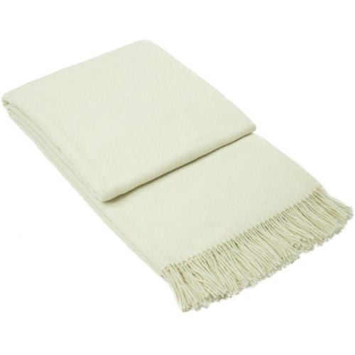Chiswick Throw Blanket Merino Wool/Cashmere Soft Cozy Sofa Bed Decor - Ivory