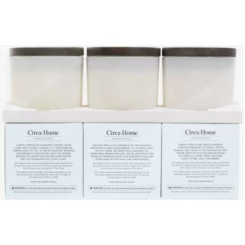 Circa Home Candle Trio Scented Soy Wax Blend Candles 3 x 260g