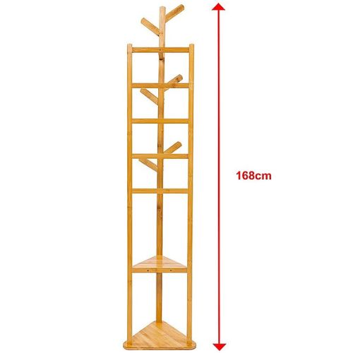 Clothes Stand Garment Coat Rack Shelf Wooden Tree Hanger Bag Hat Hook Holder