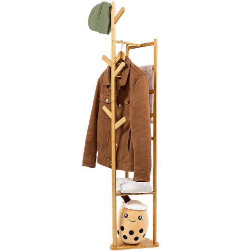 Clothes Stand Garment Coat Rack Shelf Wooden Tree Hanger Bag Hat Hook Holder