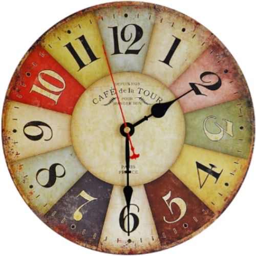 Colourful Retro Home Decor Wall Clock Large for Living Room Non Ticking Clocks