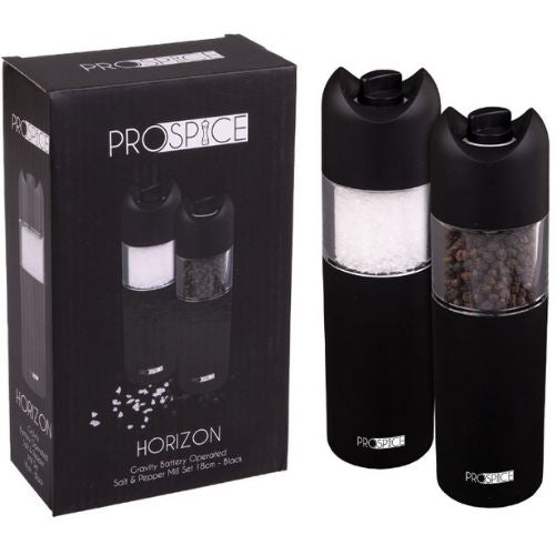 Condiments Salt & Pepper Mill/Grinder Battery Operated Prospice Black