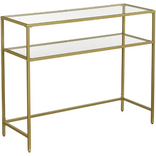 Console Table Hallway Tempered Glass 2 Tiers Entryway Display Stand Metal Frame