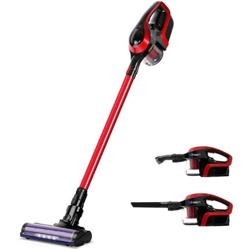 Cordless Stick Vacuum Cleaner Bagless Devanti 150W Handheld Vac - Red and Black