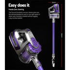 Cordless Stick Vacuum Cleaner Devanti 150W Handheld Vac 2 Speed, Purple And Grey