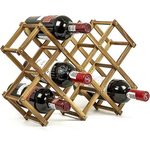 Countertop Wine Rack Tabletop Freestanding 10 Bottles Wooden Wine Storage Racks