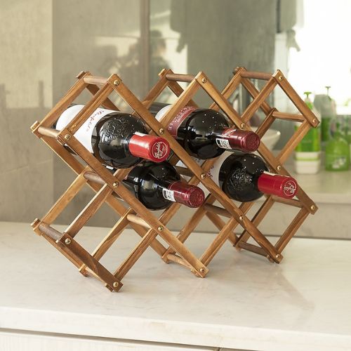 Countertop Wine Rack Tabletop Freestanding 10 Bottles Wooden Wine Storage Racks