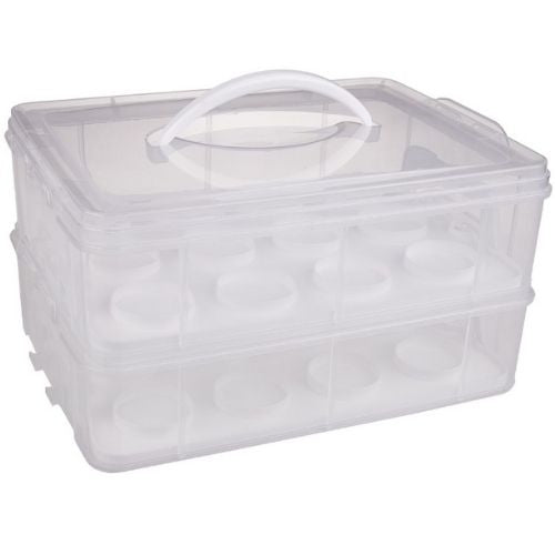 Cupcake Carrier Box 24 Cup Stackable Cake Container With Handle Plastic Storage