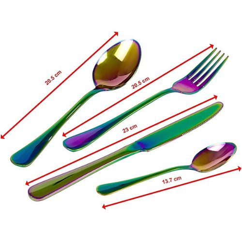 Cutlery Set 24pcs Stainless Steel Rainbow Fork Knife Spoon Dinnerware Sets