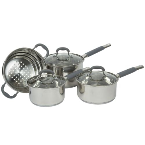 Davis & Waddell 4 Piece Argon Cookware Saucepan/Steamer Set with Glass Lids