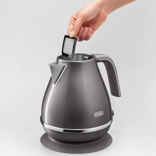 DeLonghi Kettle Icona Metallics Electric Jug Cordless Water Heater 1.7L - Grey