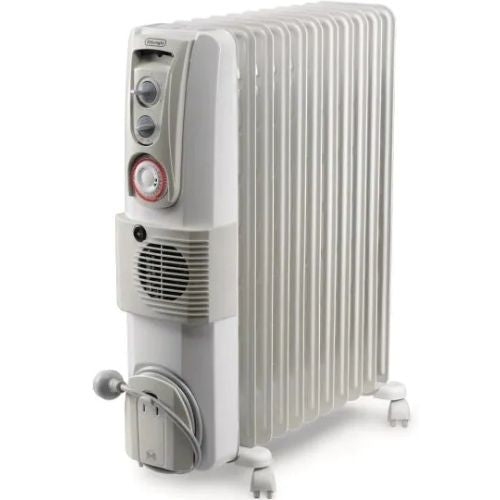 DeLonghi Portable Oil Column Heater 2400W with Timer - White