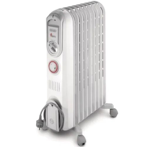 DeLonghi Vento Oil Filled Radiator Column Heater 2000W With Timer - White