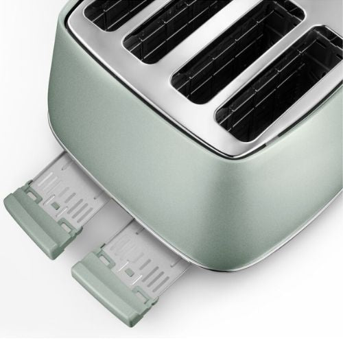 De'Longhi Distinta Perla 4 Slot Toaster 1800W, Removable Crumb Tray - Green