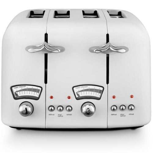 Delonghi Argento Silva 4 Slice Toaster with Defrost/Reheat, 1600W - White