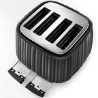 Delonghi Ballerina 4 Slice Bread Toaster Removable Crumb Tray, 1800W - Black