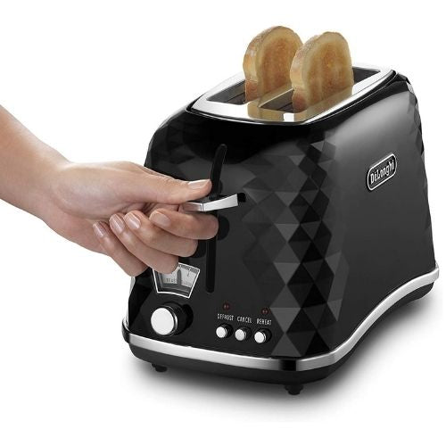 Delonghi Brillante Exclusive 2 Slice Bread Toaster, Removable Crumb Tray - Black