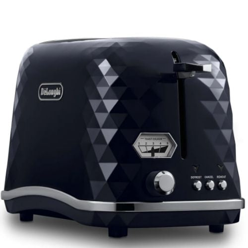 Delonghi Brillante Exclusive 2 Slice Bread Toaster, Removable Crumb Tray - Black