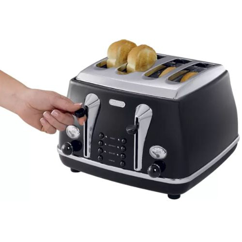 Delonghi CTO4003BK Icona Classic 4 Slice Toaster Black 1800W w Browning Control