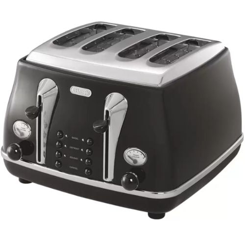Delonghi CTO4003BK Icona Classic 4 Slice Toaster Black 1800W w Browning Control