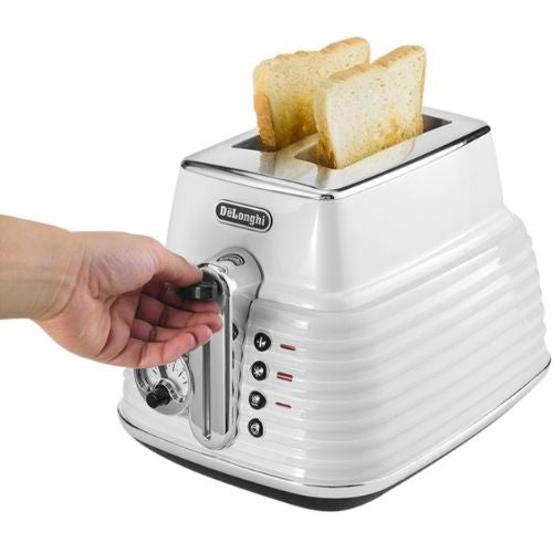 Delonghi CTZ2003W Scultura White 2 Slice Toaster W/ Removable Crumb Tray