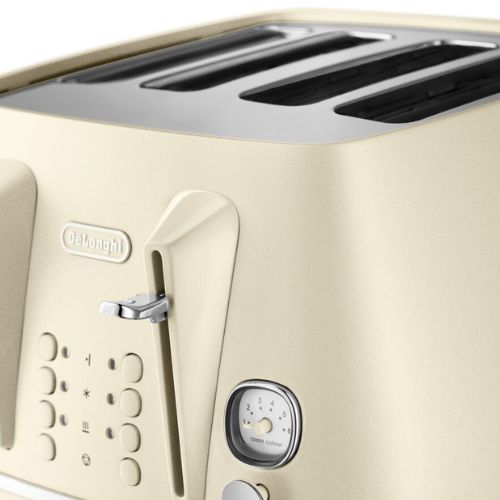 Delonghi Distinta Perla 4 Slice Toaster with Reheat, 6 Browning Settings - Lemon