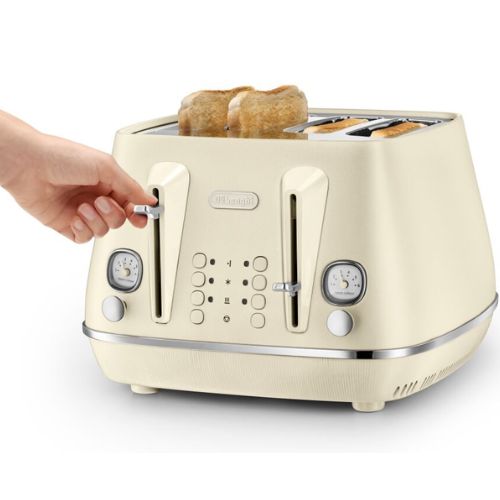 Delonghi Distinta Perla 4 Slice Toaster with Reheat, 6 Browning Settings - Lemon