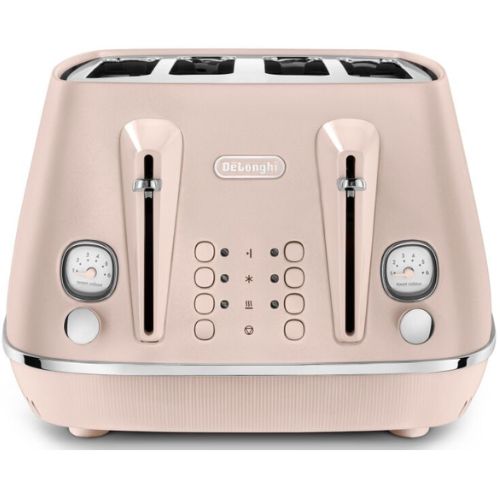 Delonghi Distinta Perla 4 Slice Toaster with Reheat, 6 Browning Settings - Rose
