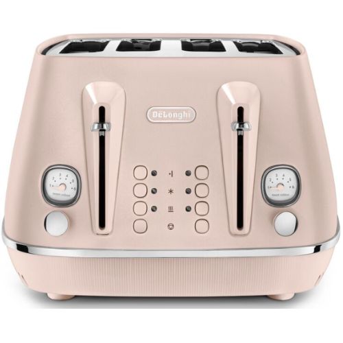 Delonghi Distinta Perla 4 Slice Toaster with Reheat, 6 Browning Settings - Rose