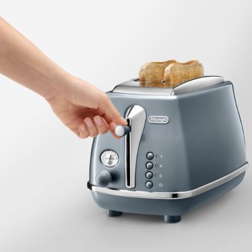 Delonghi Icona 2 Slice Toaster with Bagel, Defrost & Reheat Functions - Azure