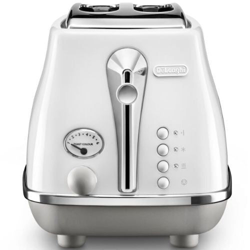 Delonghi Icona Capitals 2 Slice Toaster w/ Heating & Defrosting Functions, White