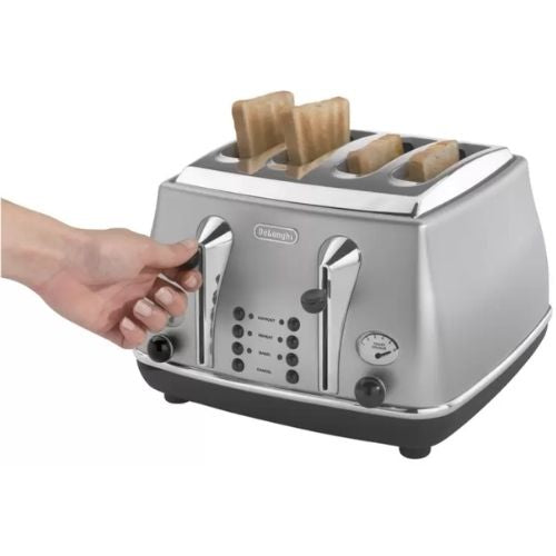 Delonghi Icona Classic 4 Slice Toaster 1800W With Browning Control - Silver