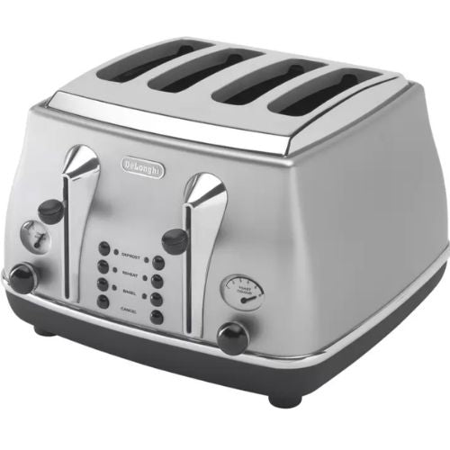 Delonghi Icona Classic 4 Slice Toaster 1800W With Browning Control - Silver
