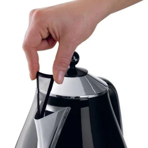 Delonghi Kettle Icona 1.7 L Capacity 2000W Non-Slip Feet Stainless Steel - Black