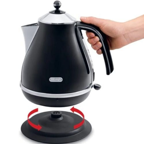 Delonghi Kettle Icona 1.7 L Capacity 2000W Non-Slip Feet Stainless Steel - Black