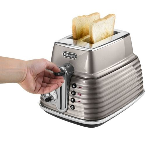 Delonghi Scultura Beige 2 Slice Toaster Browning Control Reheat Defrost Function