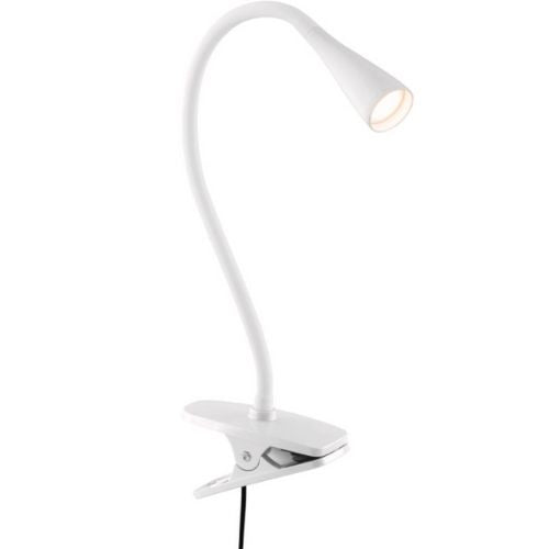 Desk Clip Lamp Study Reading Table LED Light Verve Design Dale Gooseneck - White