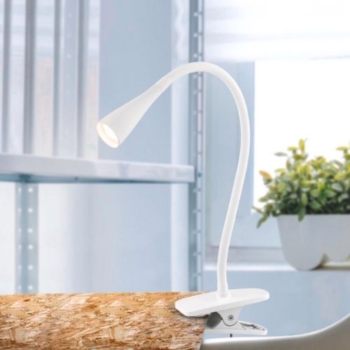 Desk Clip Lamp Study Reading Table LED Light Verve Design Dale Gooseneck - White